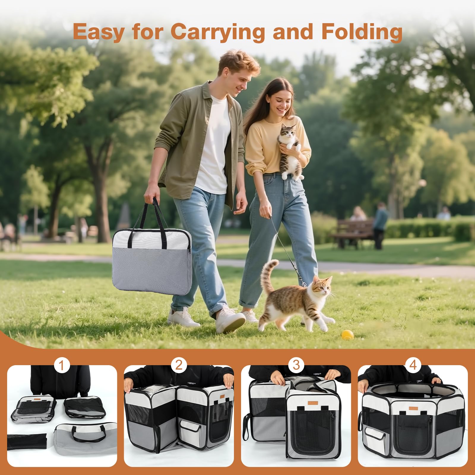 Lekereise portable playpen folded in carry bag for travel
