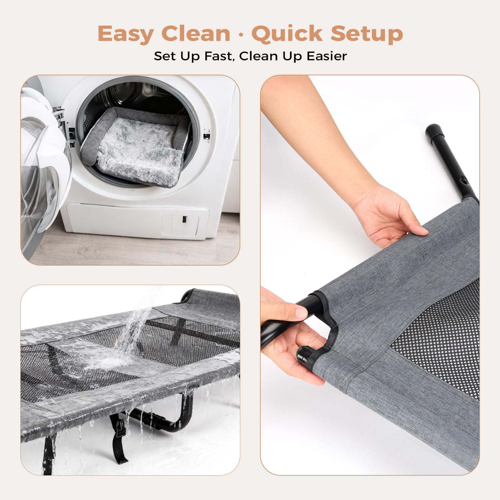 Lekereise raised dog bed durable frame resists shifting for steadiness