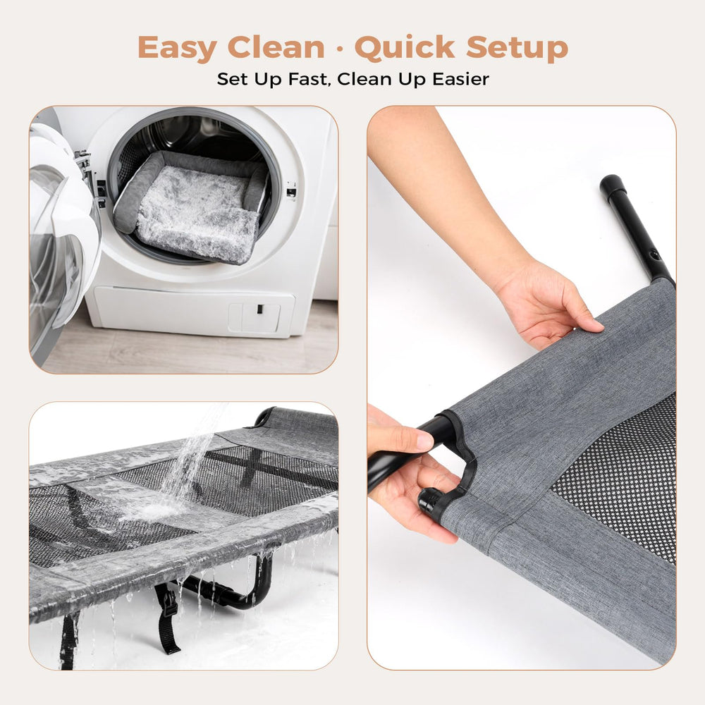 Lekereise raised dog bed durable frame resists shifting for steadiness