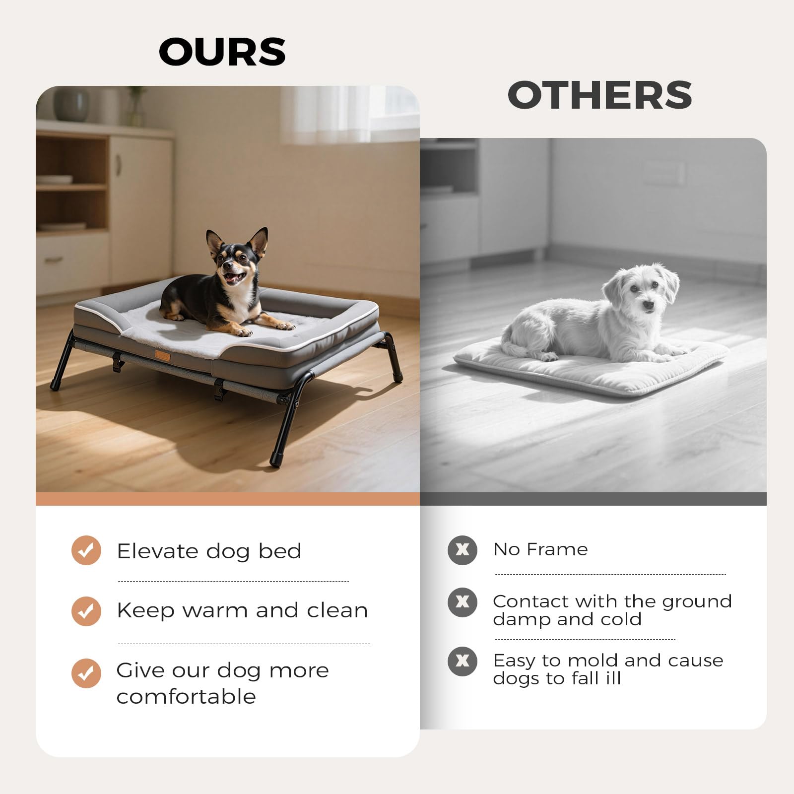 Lekereise raised dog bed Teslin mesh bottom provides breathability and cooling