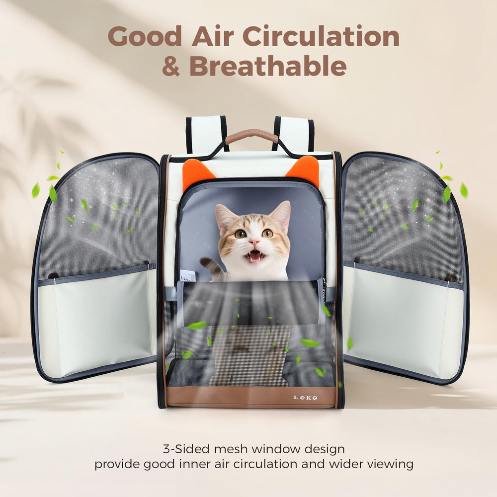 Lekereise ventilated cat backpack front entrance for easy pet access.