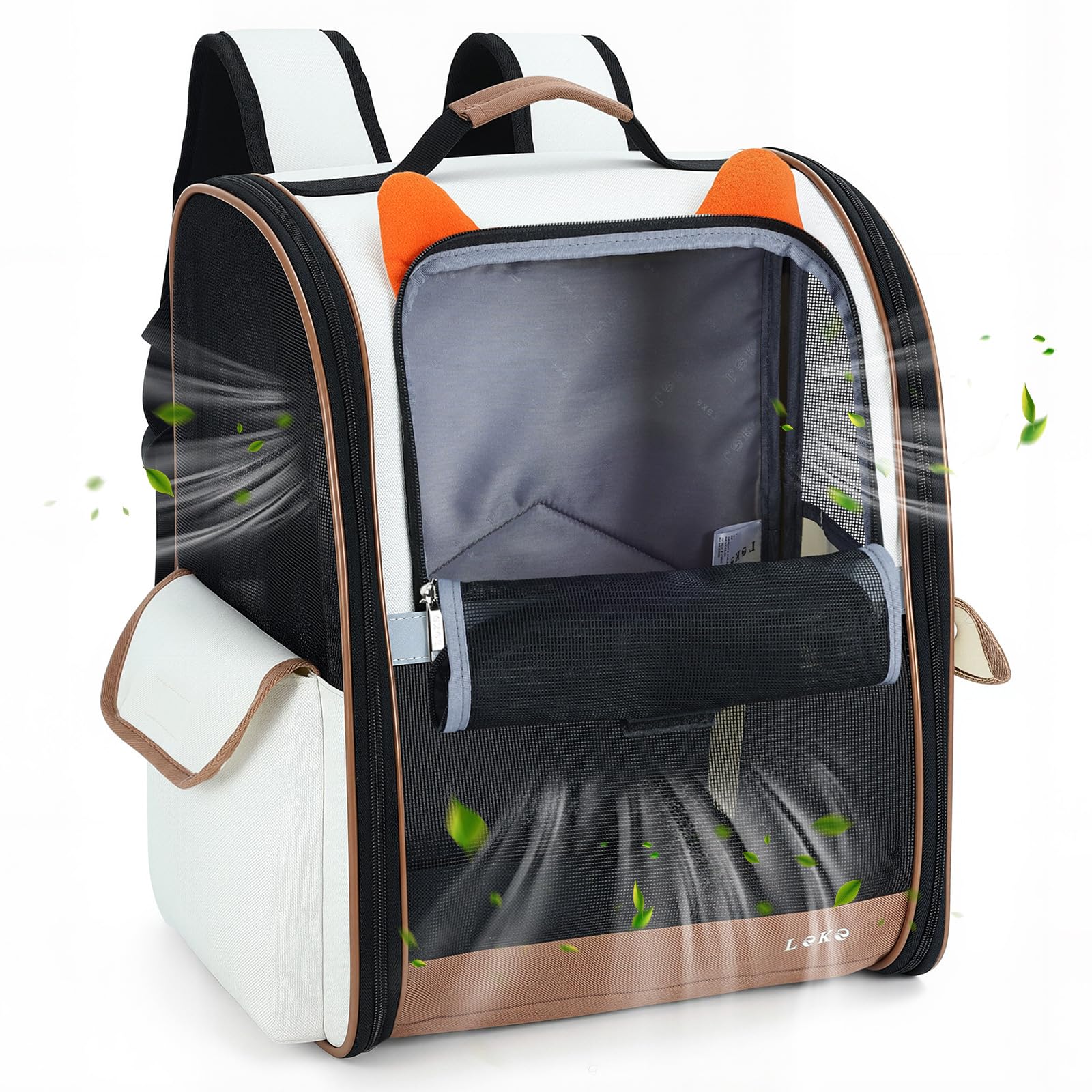 Lekereise ventilated dog backpack with mesh windows for airflow on the go.