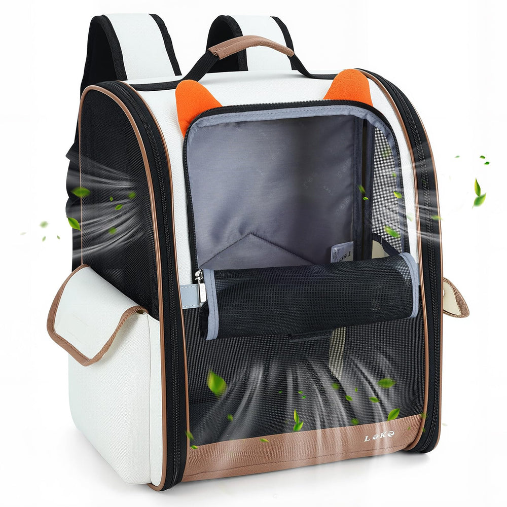 Lekereise ventilated dog backpack with mesh windows for airflow on the go.