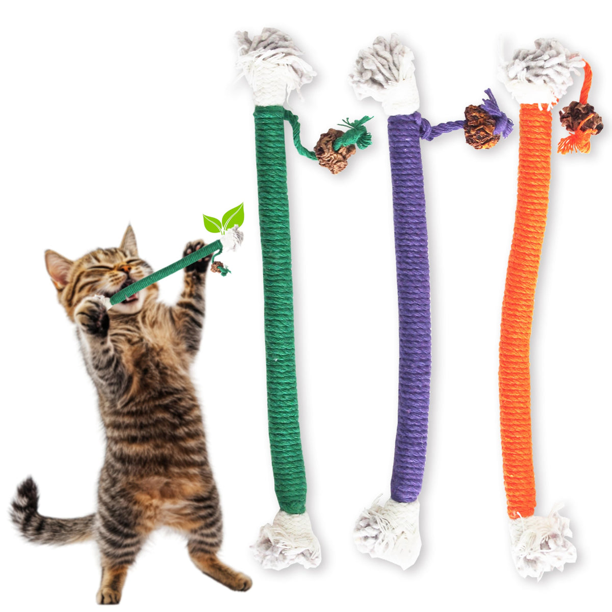 LEKEWPET cat chew toy with sisal pack for safe, durable play