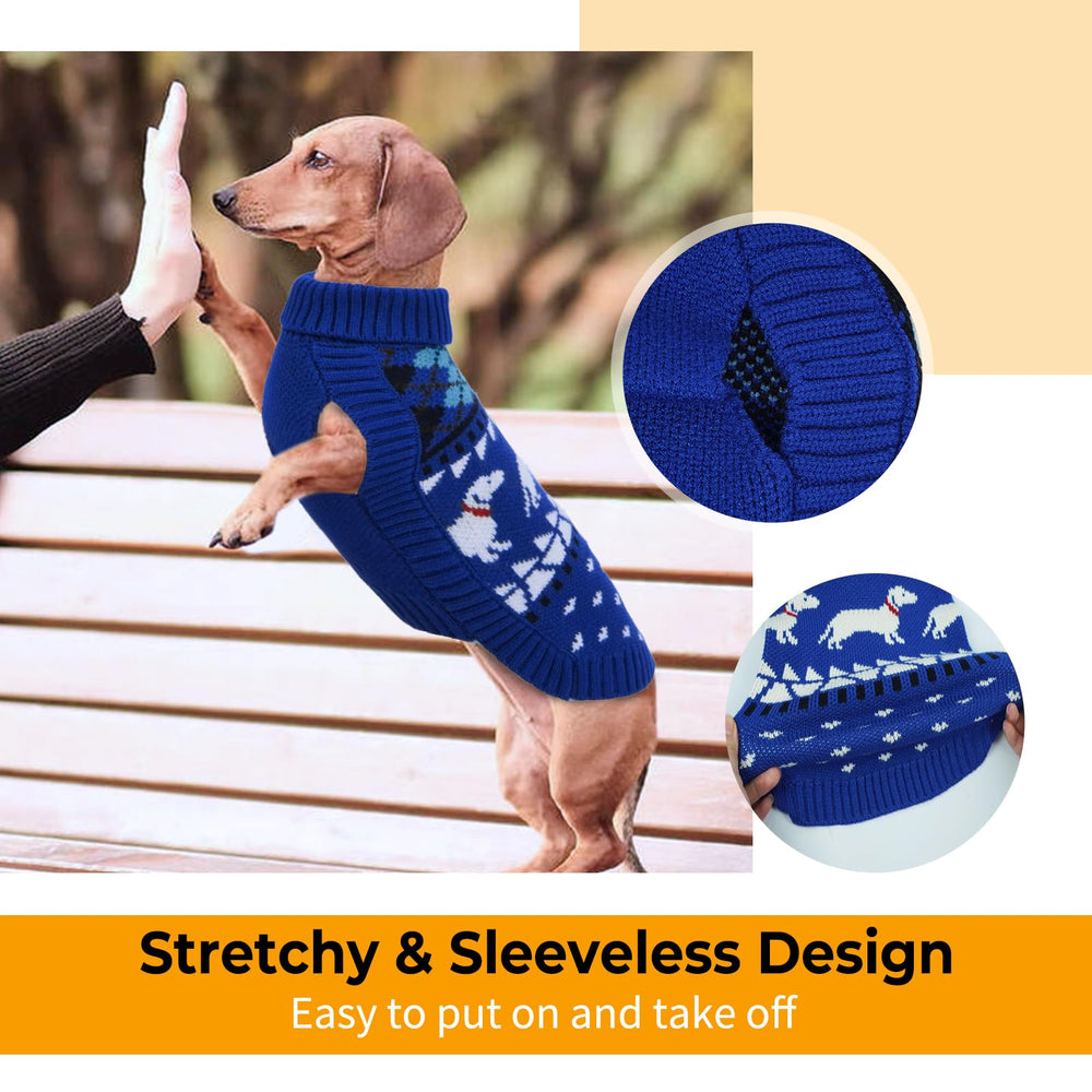 LeLePet dachshund sweater knit-pattern-dachshund features playful motifs at gatherings.