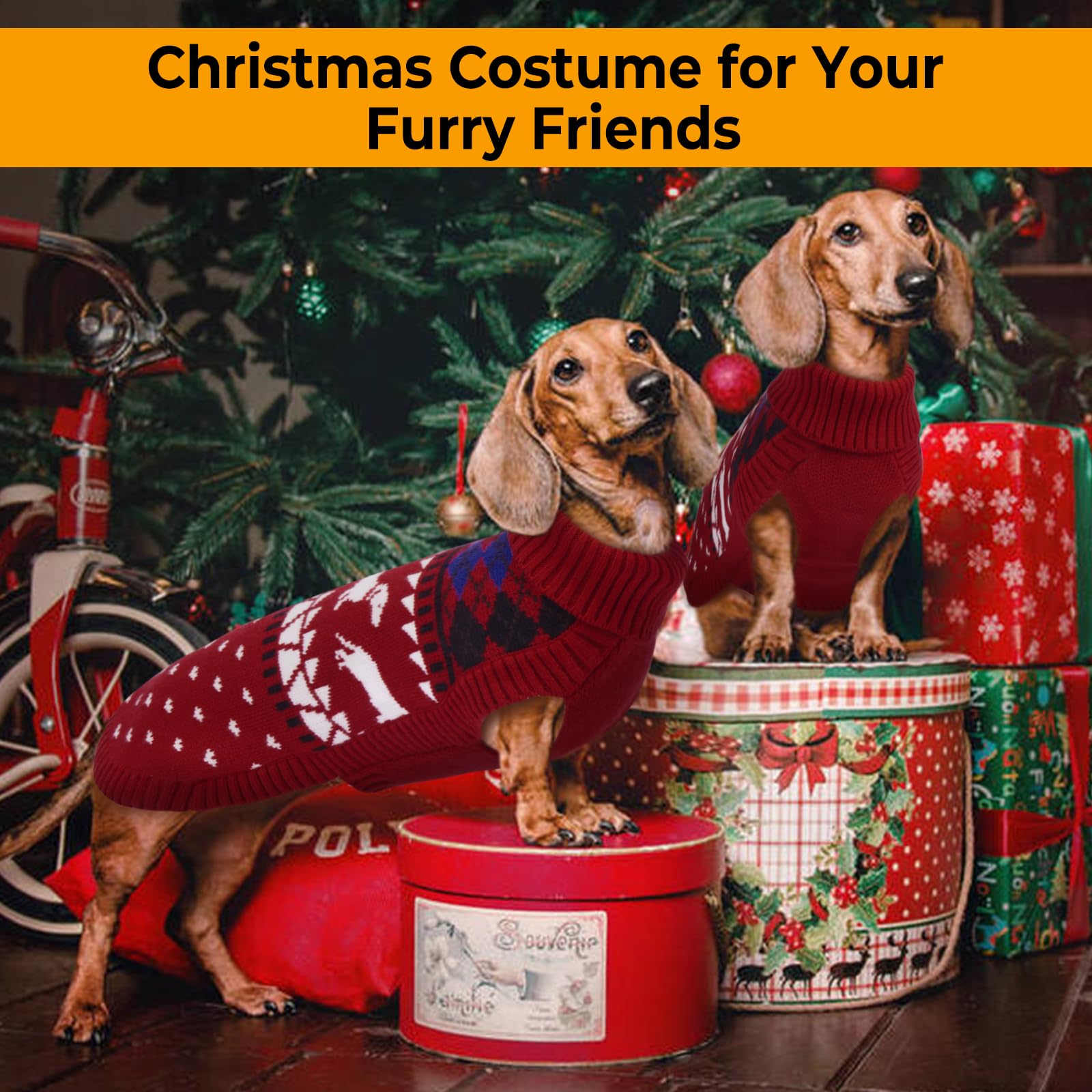 LeLePet Dachshund Sweater size chart display shows versatile fit