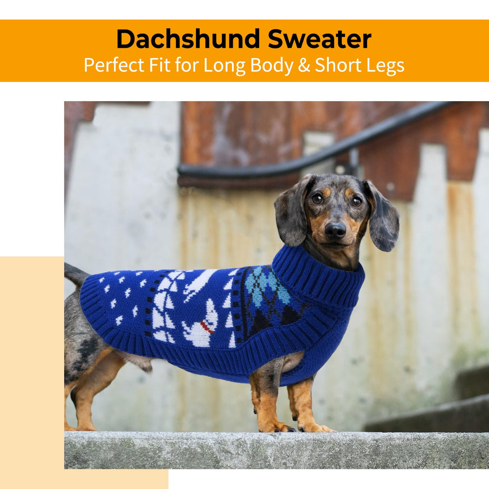 LeLePet Sweater sizing chart shows accurate XS-XL fit for various dachshunds.