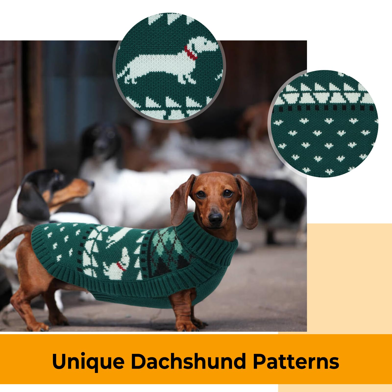 LeLePet Dachshund Sweater soft blend fabric gentle on sensitive skin during indoor lounging.
