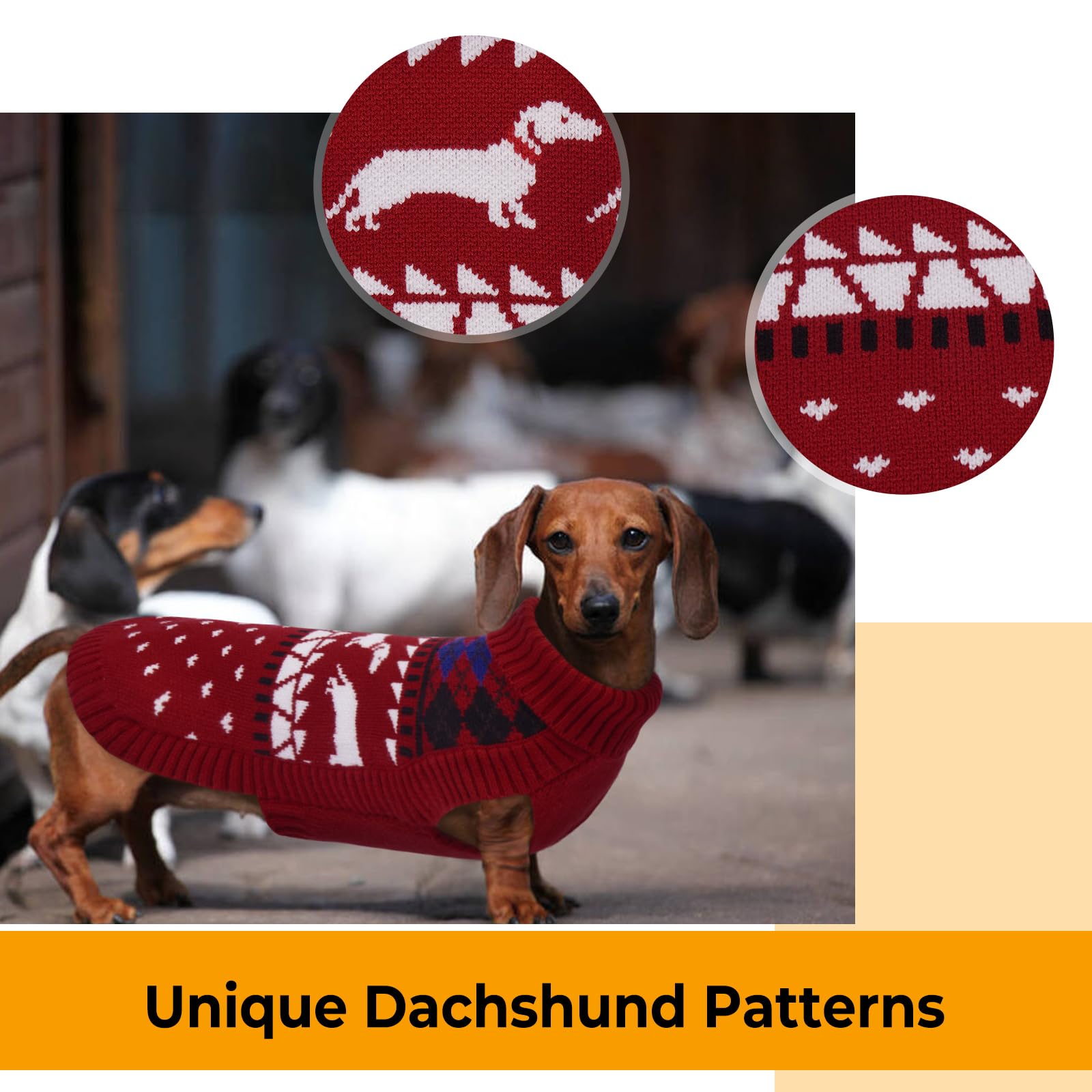 LeLePet Dachshund Sweater turtleneck detail adds extra warmth