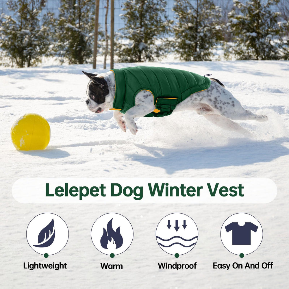 LeLePet dog coat leash hole detail for easy harness attachment