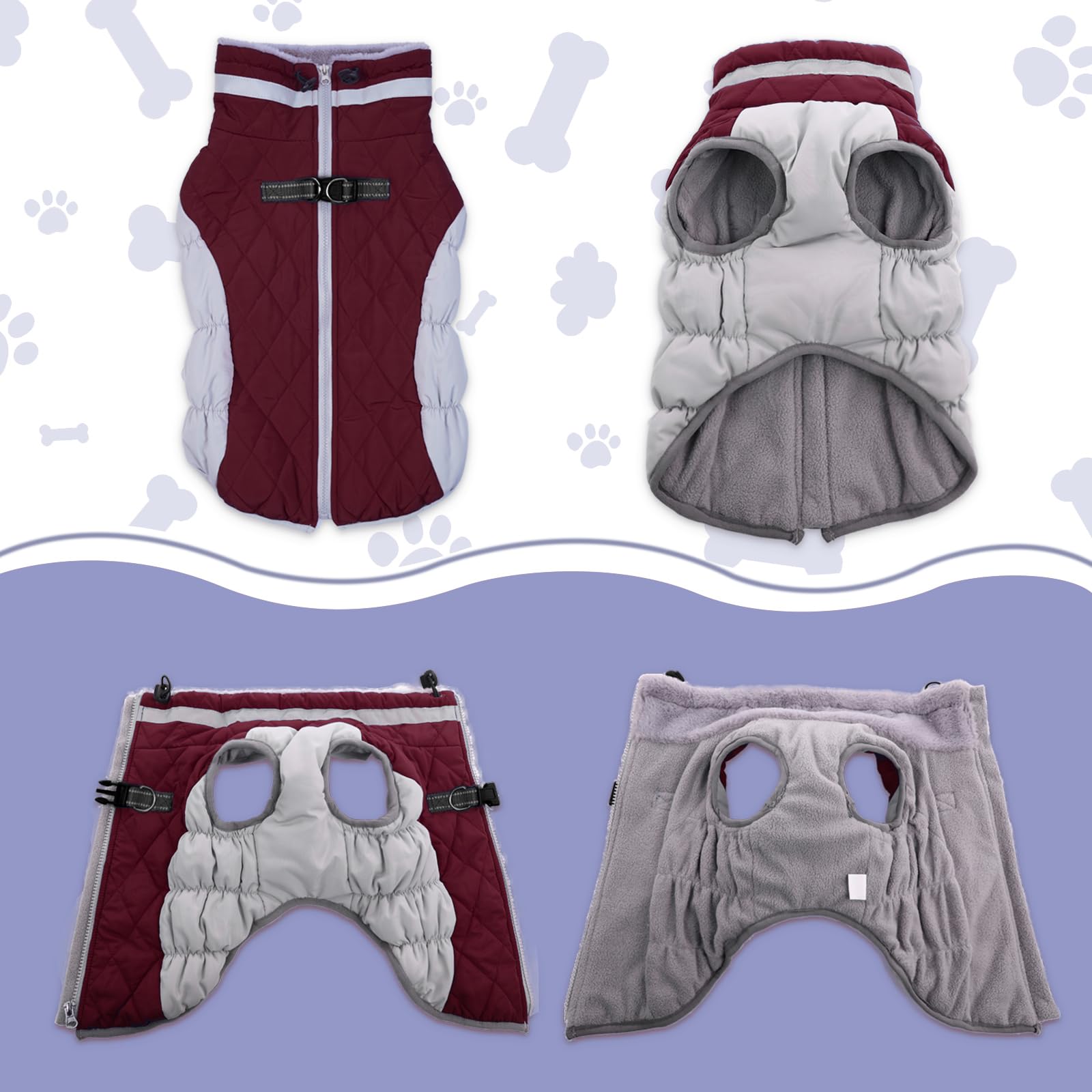 LeLePet dog coat reflective strip boosts visibility for safe night-walks