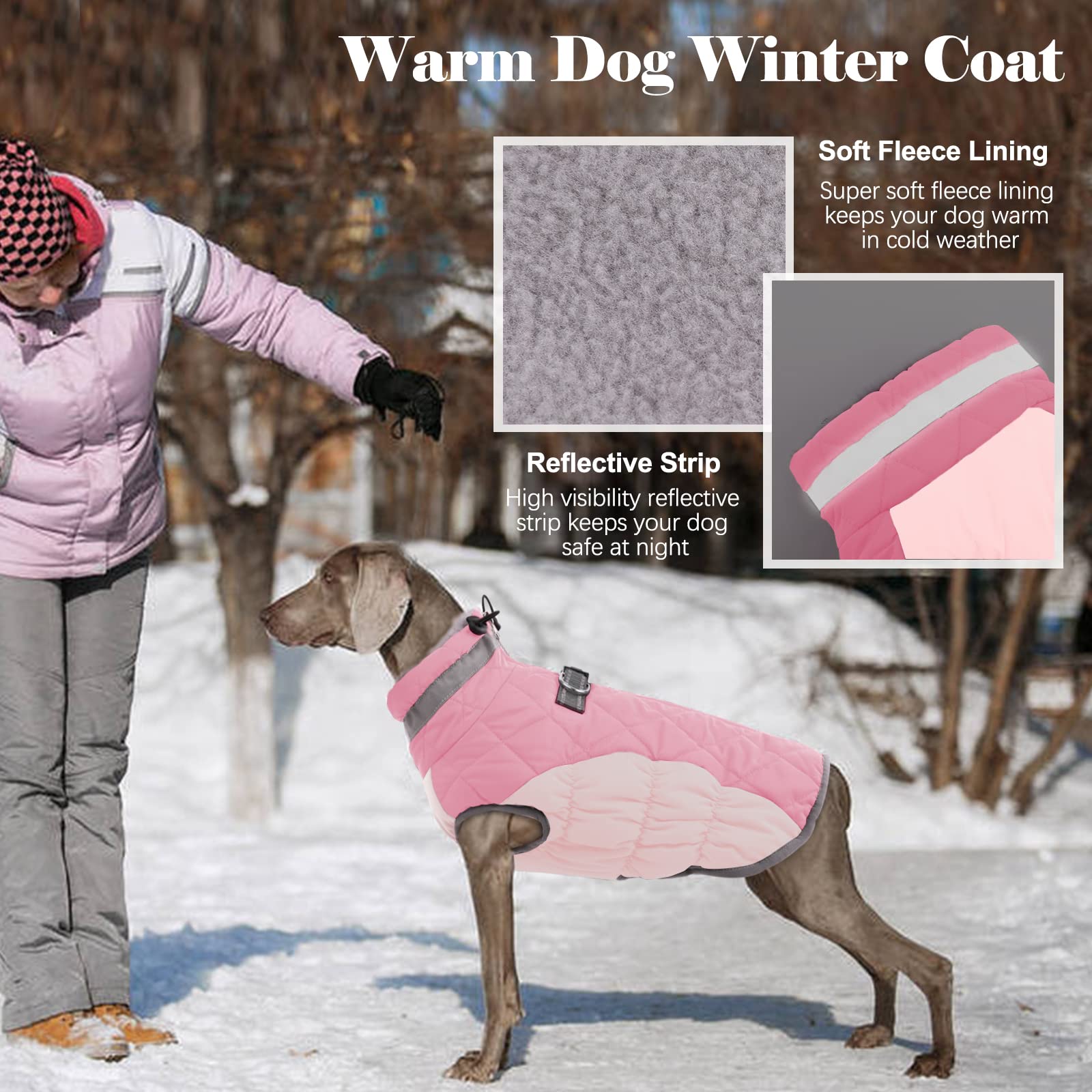 LeLePet coat features a turtleneck collar for extra neck warmth on cold days.