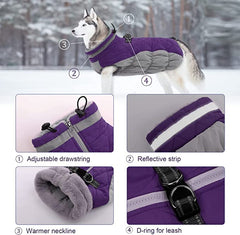 LeLePet dog coat showing turtleneck collar and soft fleece lining for warmth