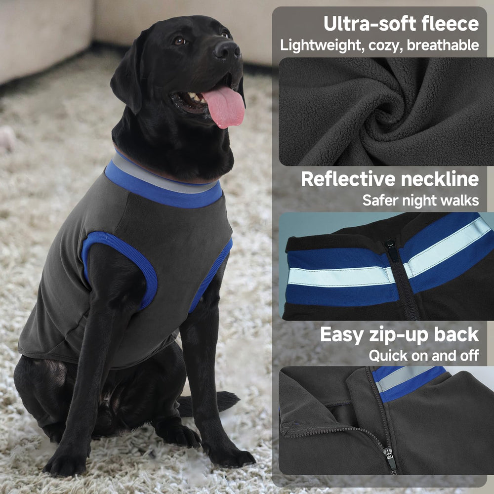 LeLePet dog sweater reflective strip boosts visibility for dawn or dusk strolls.