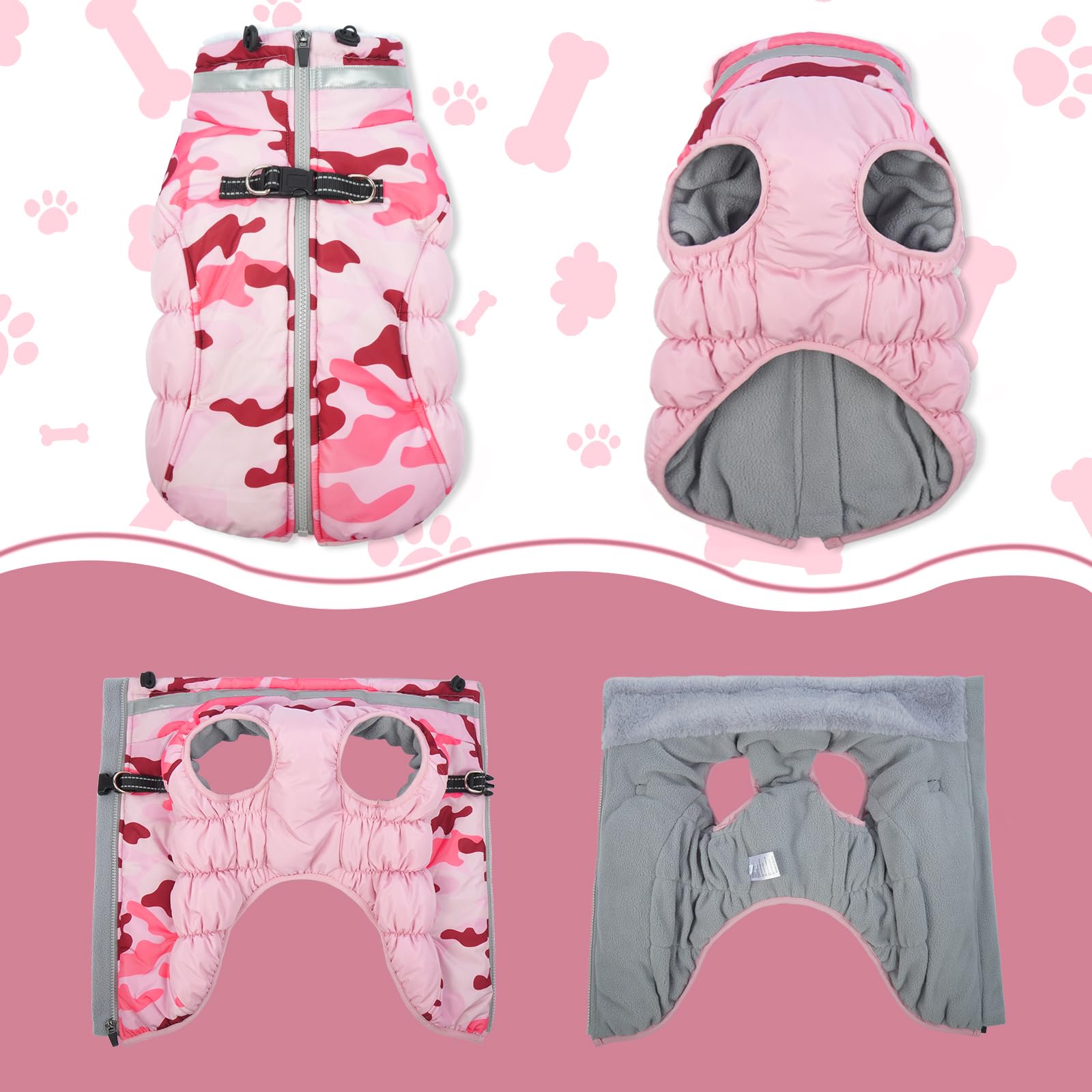 LeLePet plush turtleneck collar provides snug neck warmth during cold weather.