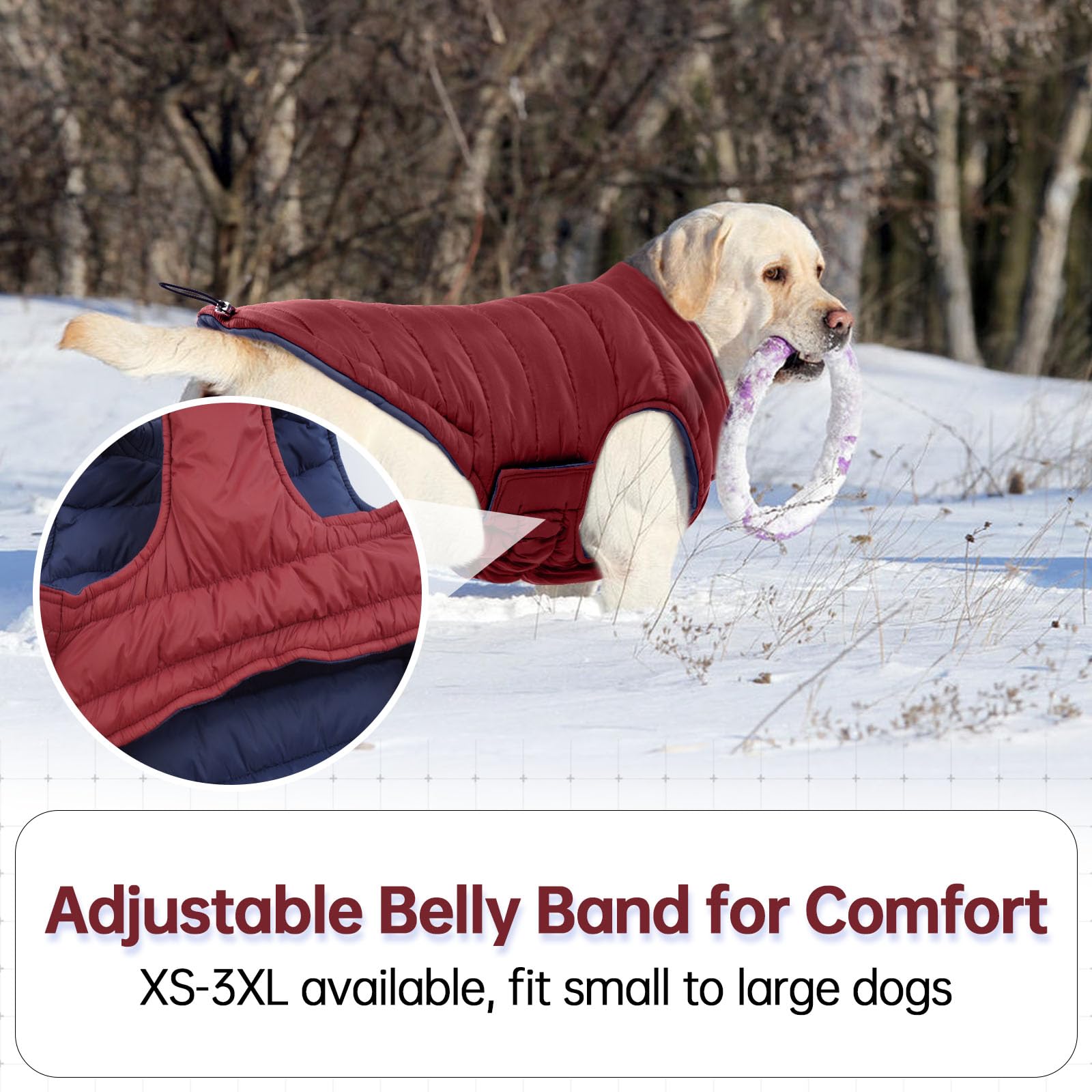 LeLePet reversible dog coat 3XL size fits large breeds for warmth.