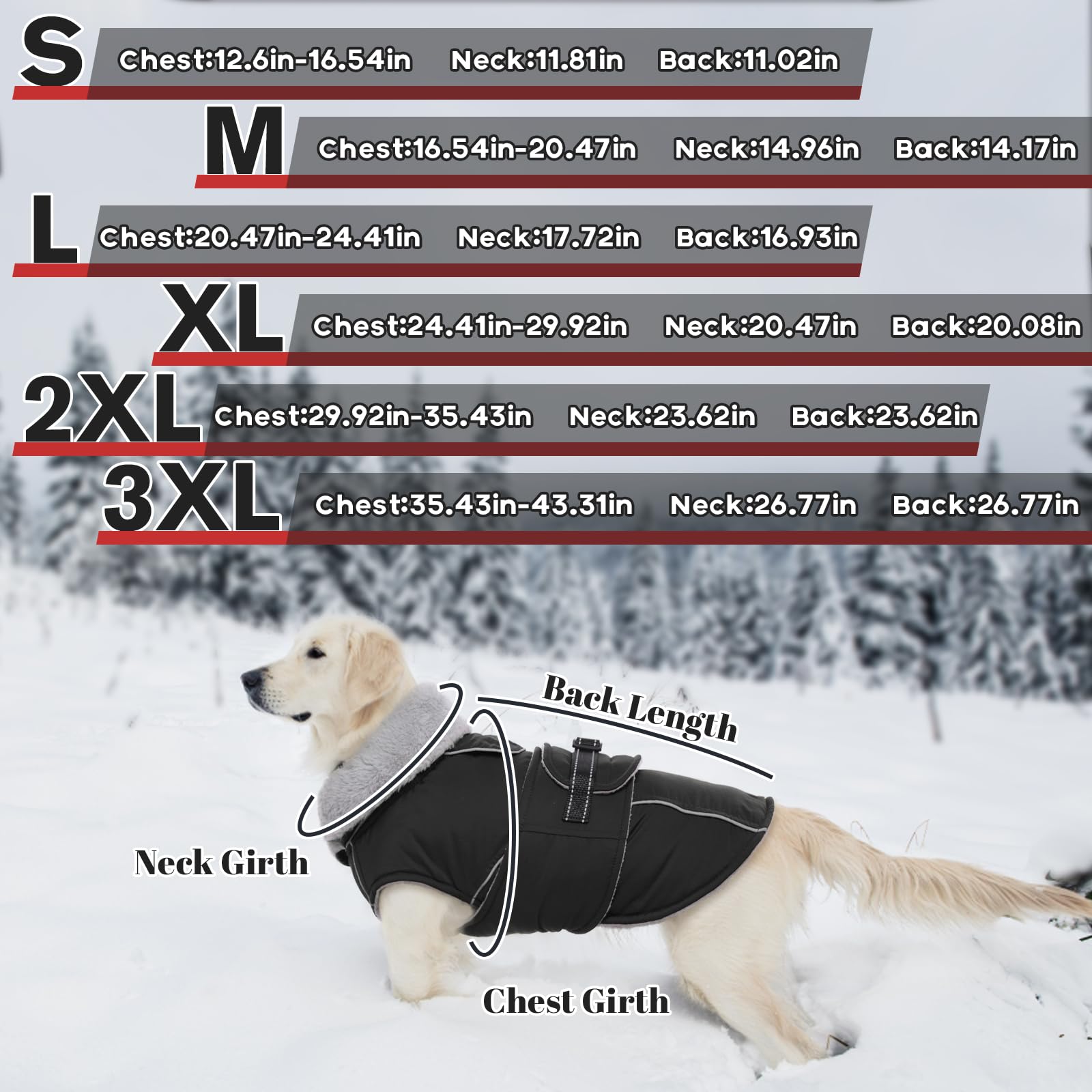 LeLePet Warm Dog Coat features adjustable buckle for snug fit