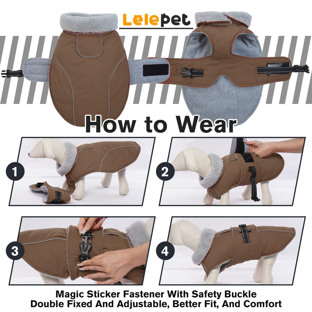 LeLePet warm dog coat fleece lining interior for extra warmth
