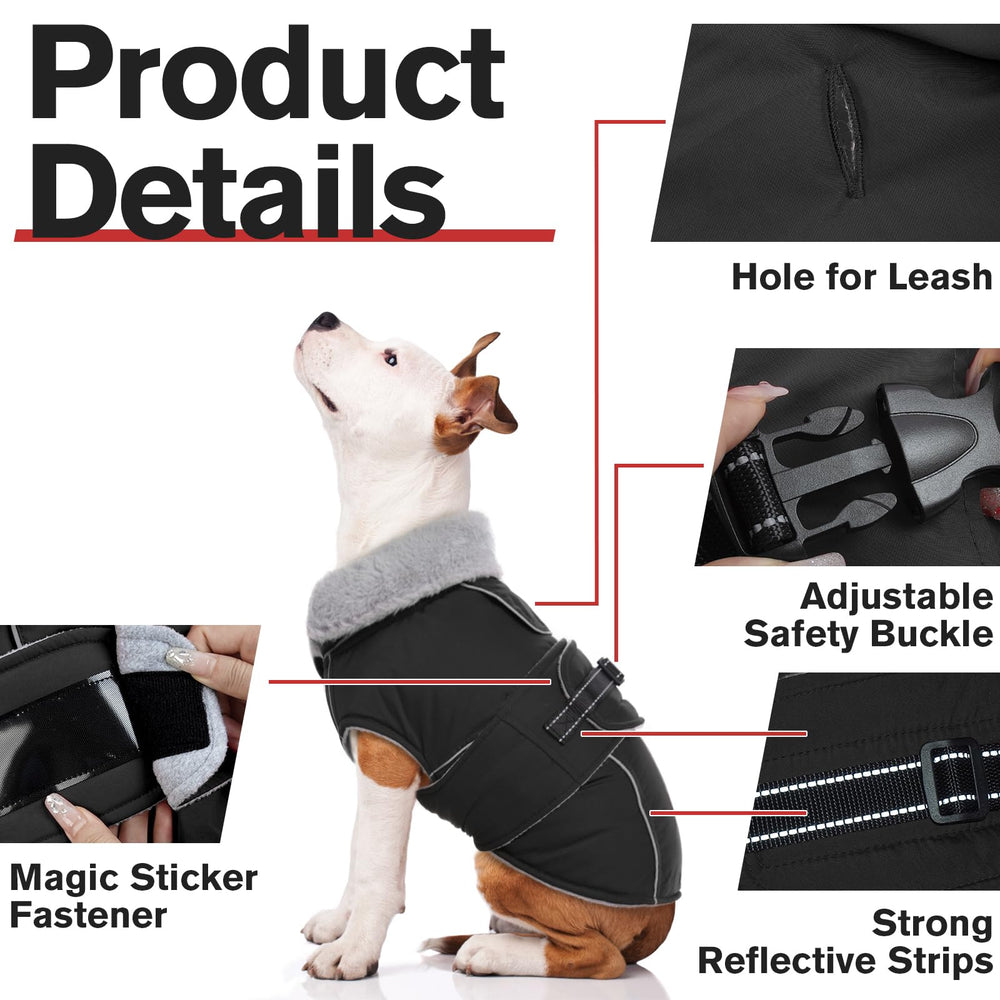 LeLePet Warm Dog Coat interior fleece lining for cozy warmth