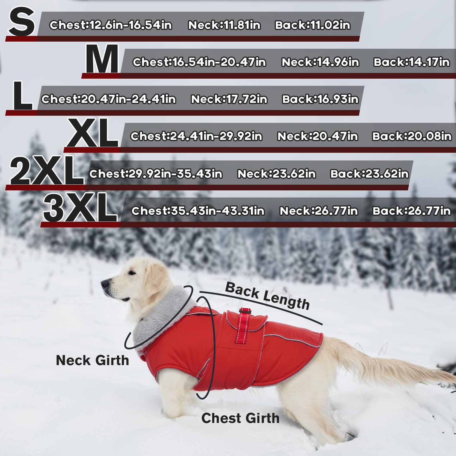 LeLePet Warm Dog Coat interior fleece lining for warmth