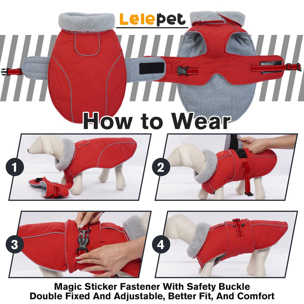 LeLePet Warm Dog Coat reflective strip for nighttime visibility