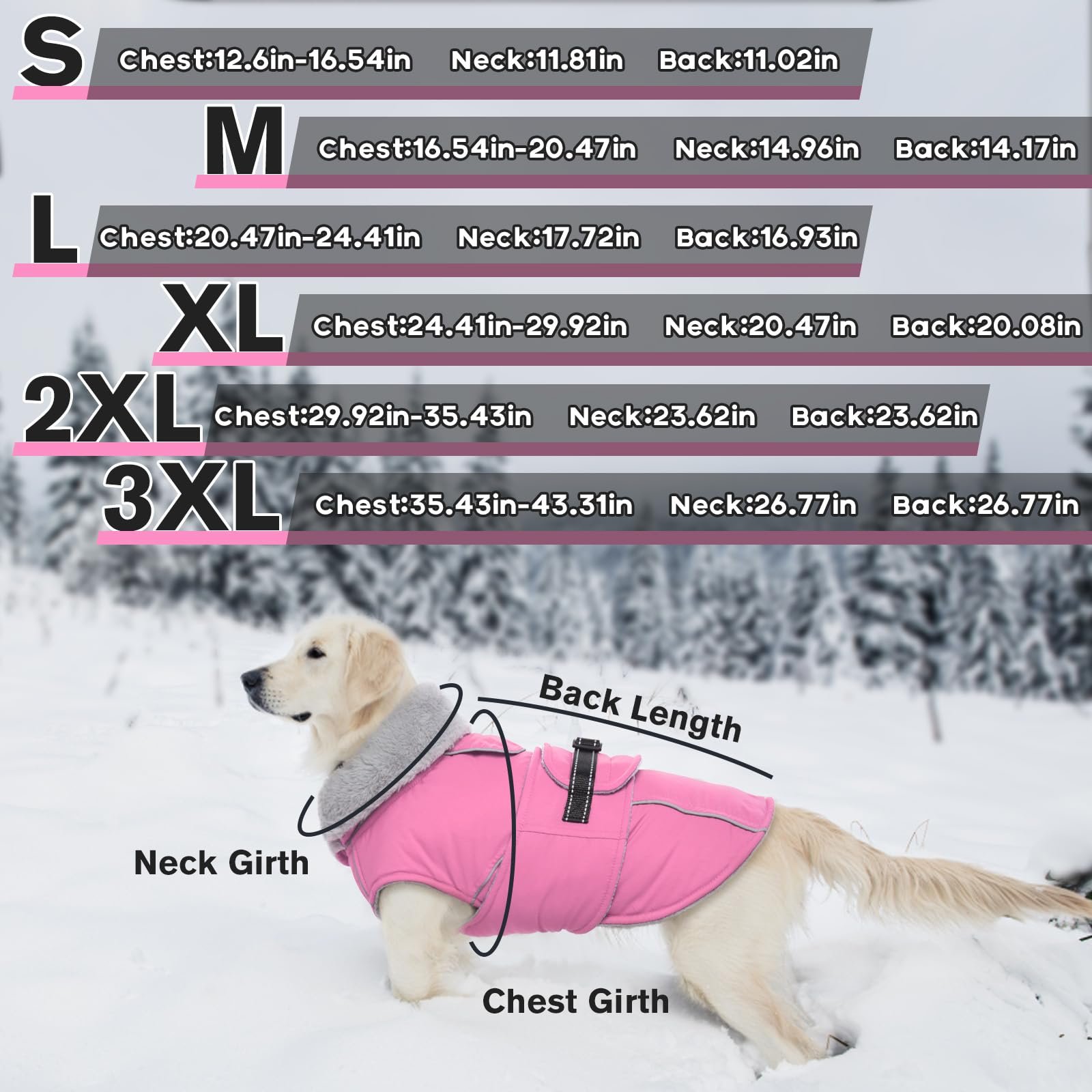 Lelepet warm dog coat back leash hole for easy outdoor use