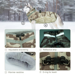 LeLePet Warm Dog Winter Coat back view highlighting adjustable fit and snug cuffs