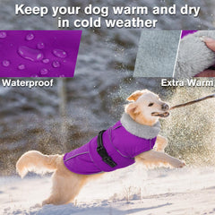 Lelepet warm dog winter coat fur collar highlight for extra neck warmth.