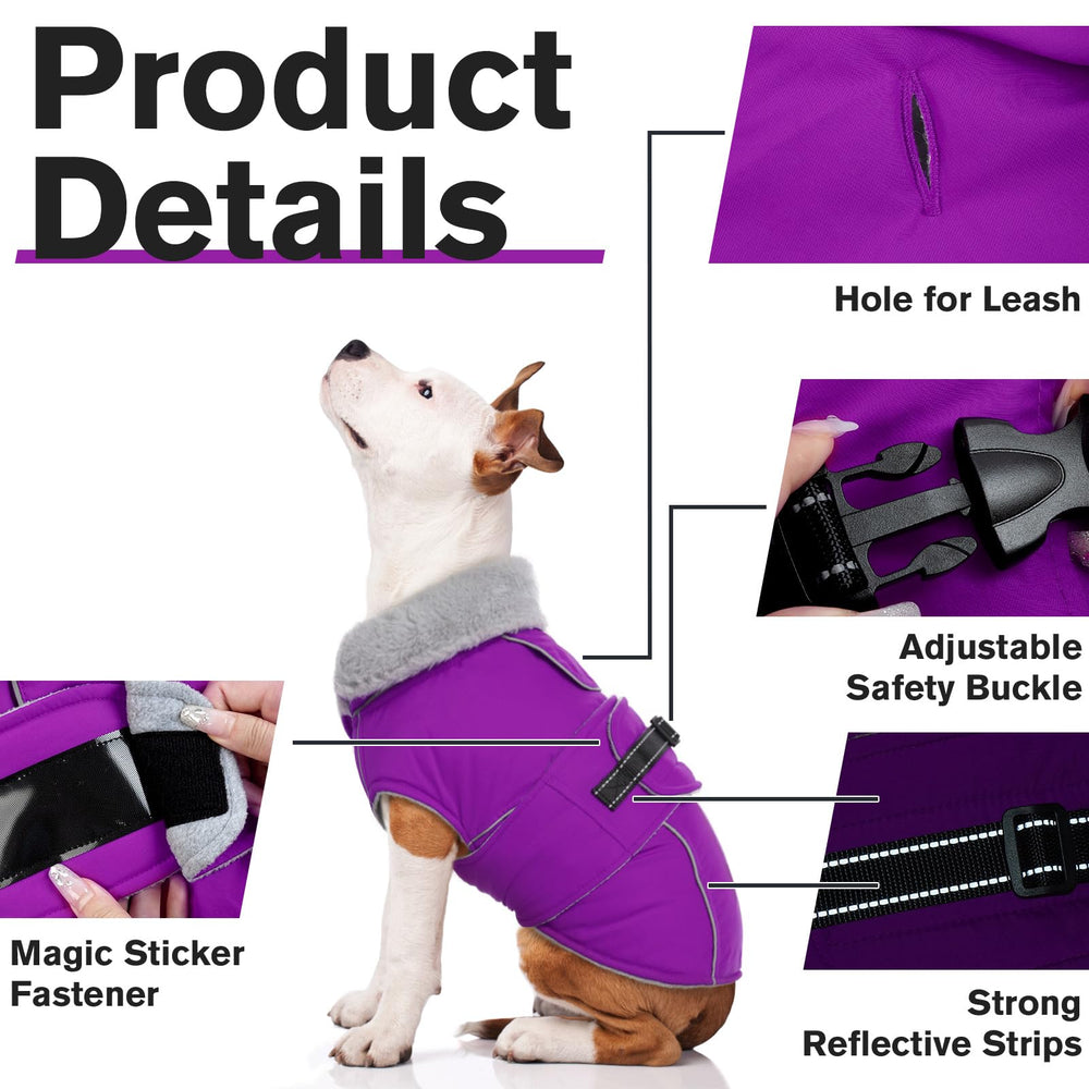 Lelepet warm dog winter coat waterproof fabric keeps dry in drizzle.