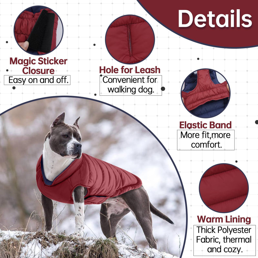 LeLePet waterproof dog coat leash hole closeup for harness attachment