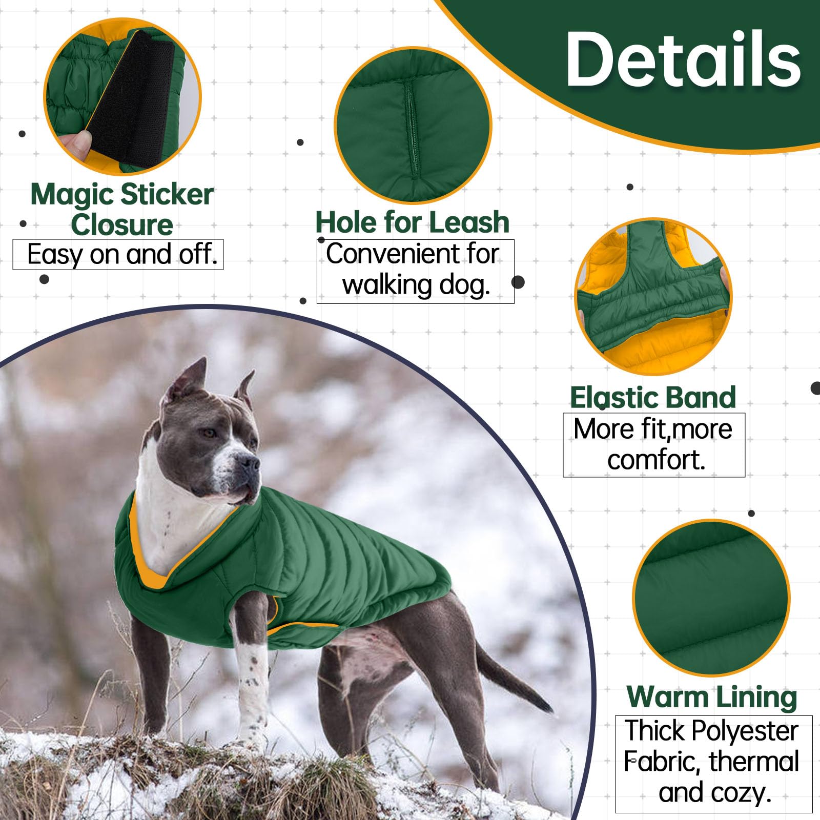 LeLePet waterproof windproof dog coat outer fabric with rain-shedding protection