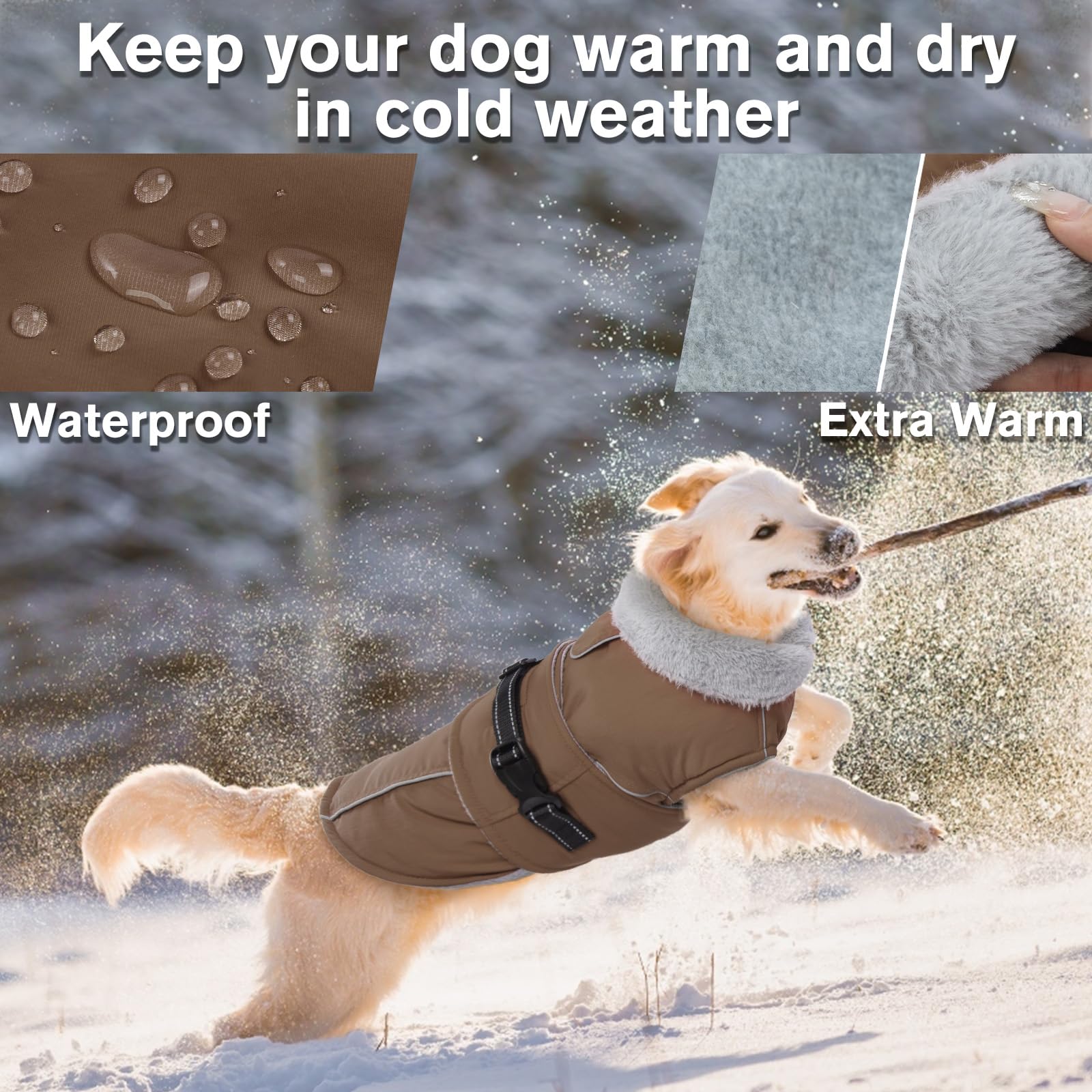 LelePet waterproof dog jacket for winter outdoors