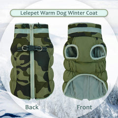LeLePet waterproof vest with zipper keeps dogs dry in rain or snow.