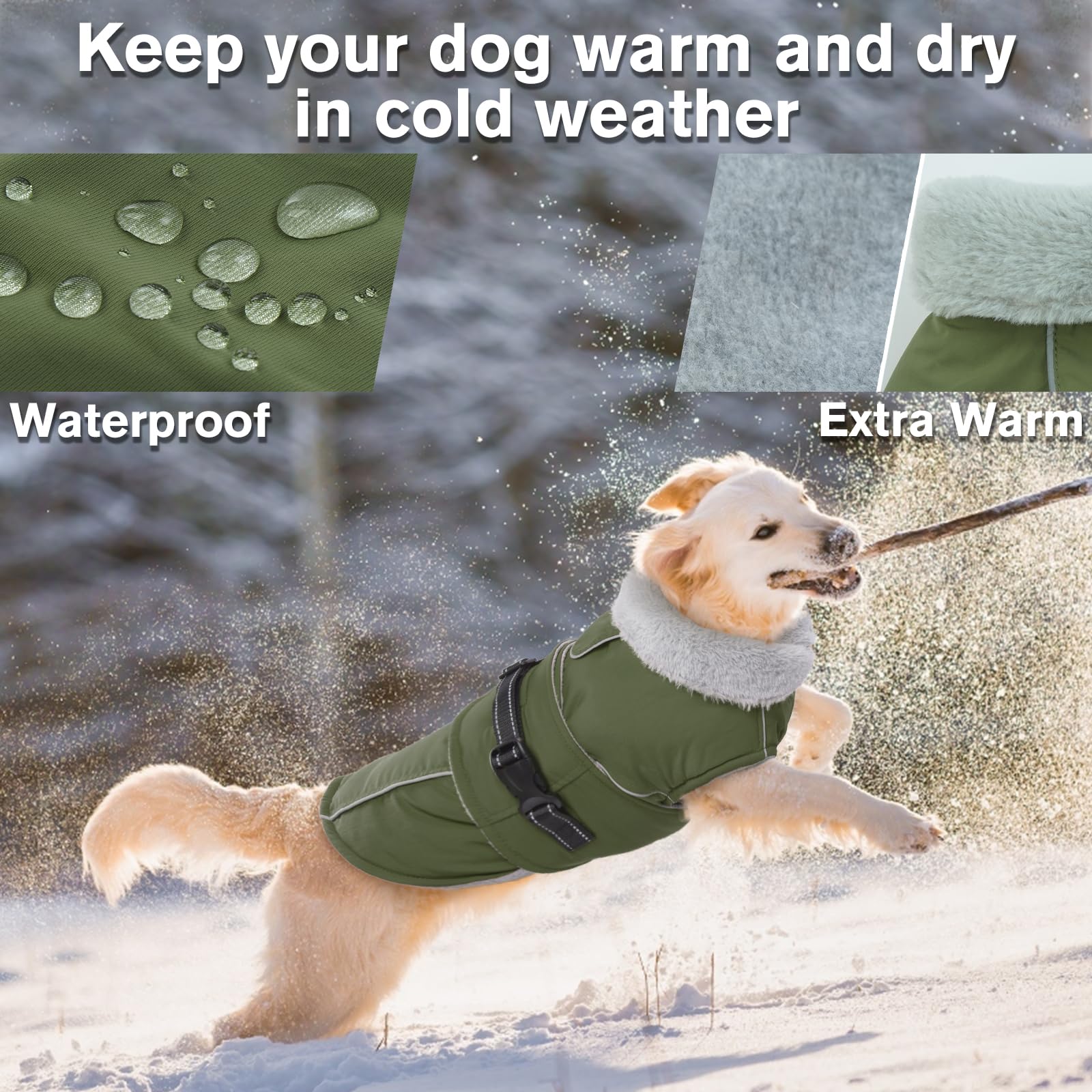 LeLePet waterproof fleece lining keeps dogs dry and cozy