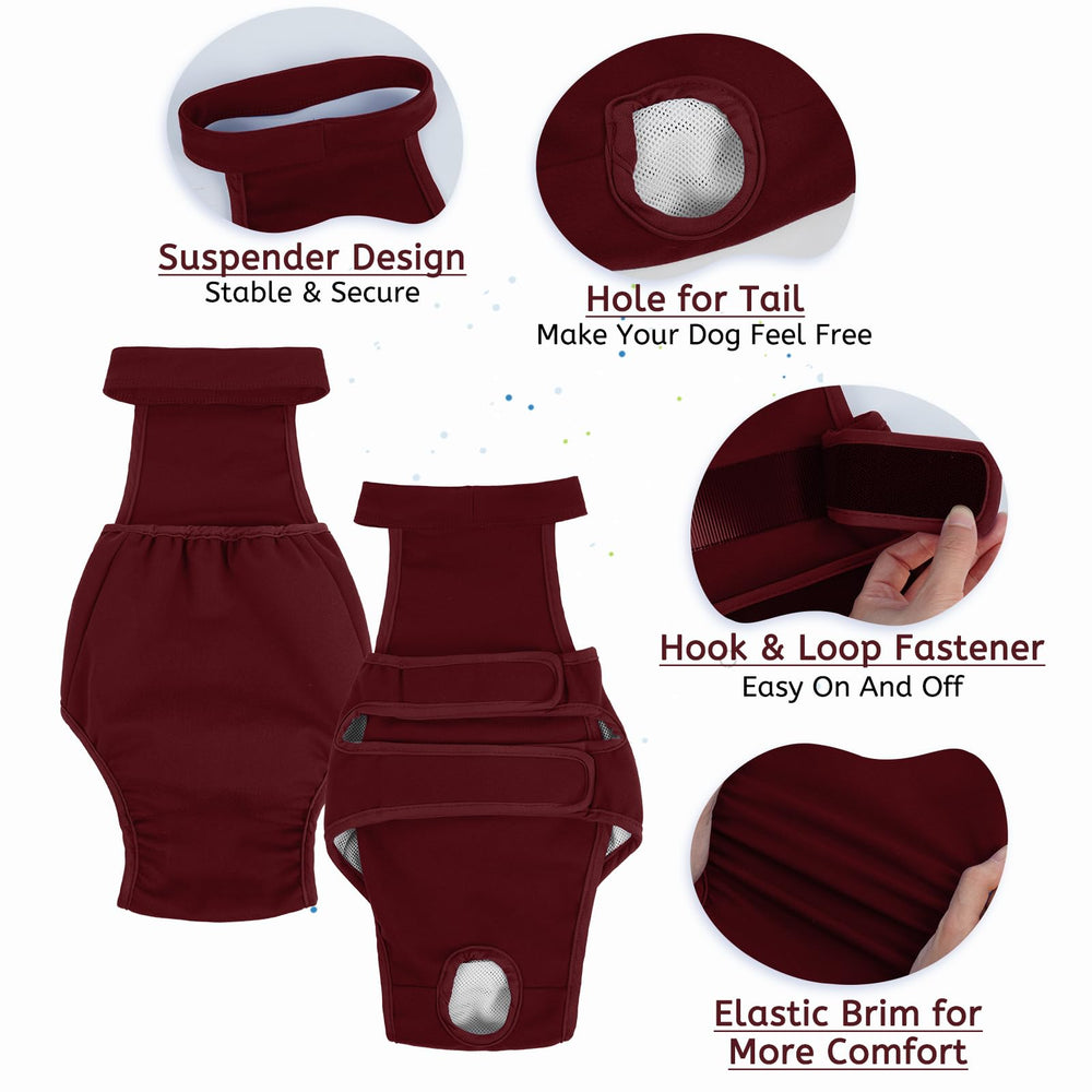 Leletail dog diaper adjustable neck strap for comfortable coverage.