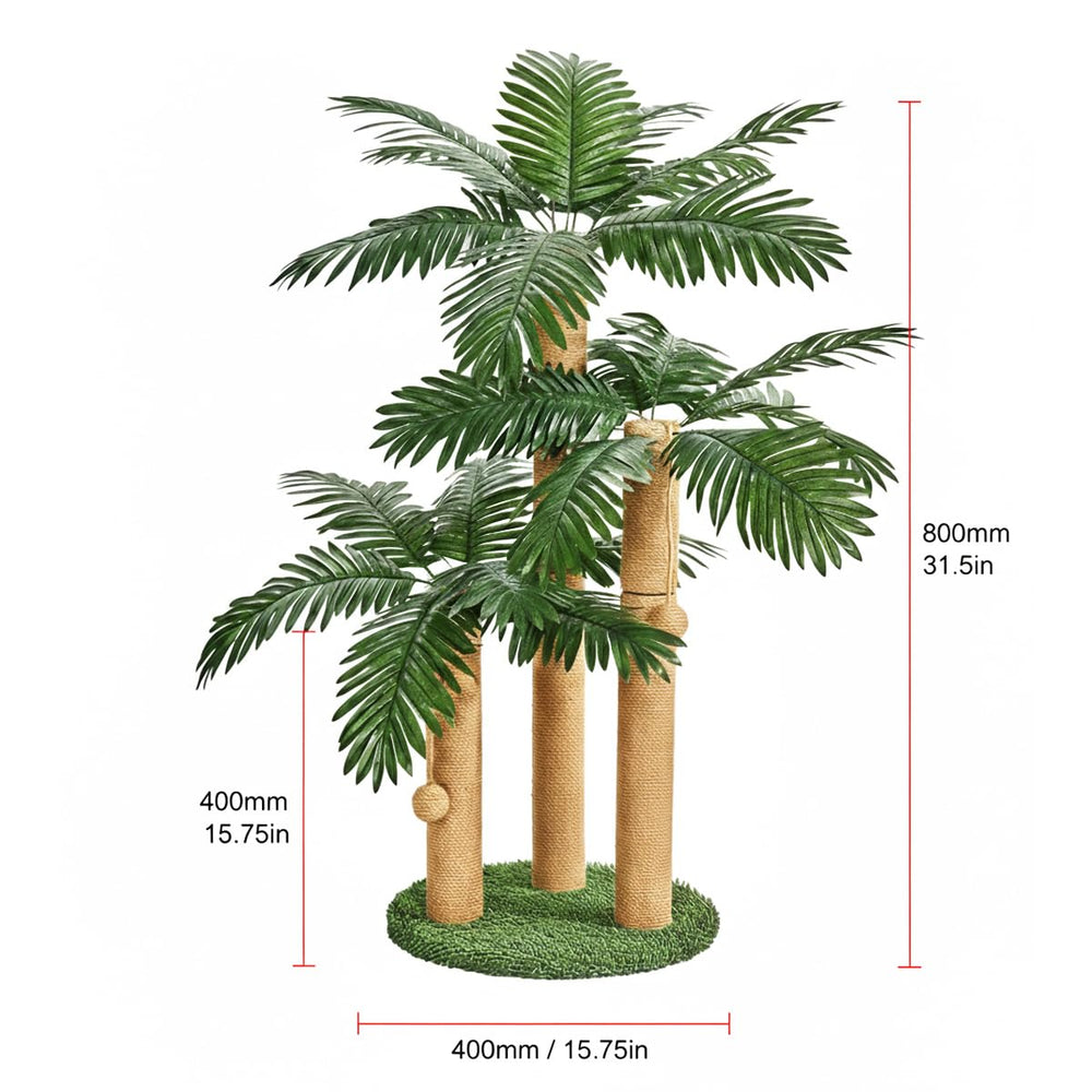 LEMONDA cat scratching post leaf decor adds tropical ambiance.