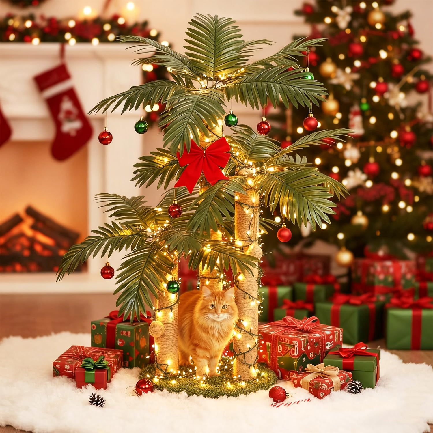 LEMONDA cat scratching post sturdy base minimizes tipping.