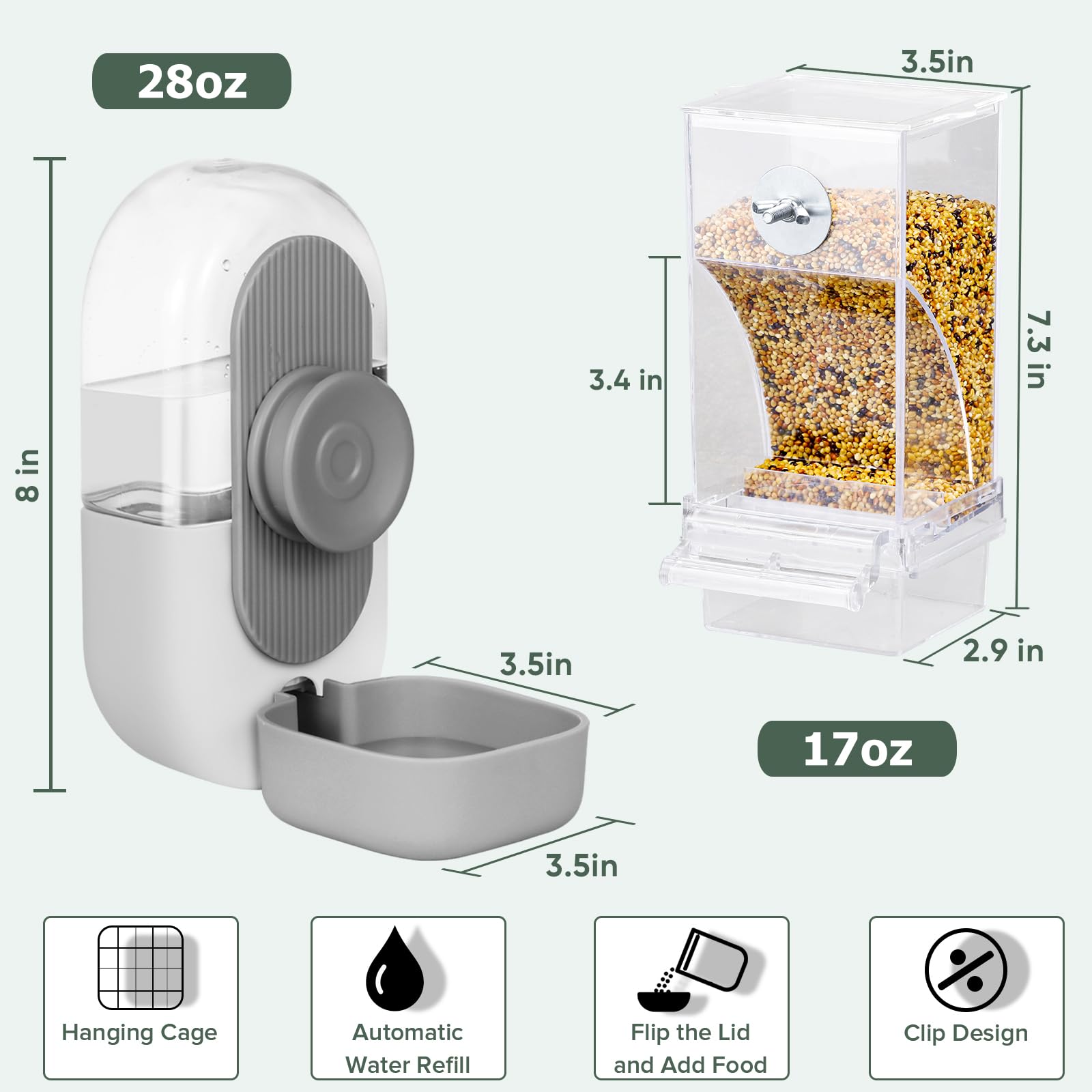 Lemtrflo no mess feeder installed inside cage for tidy feeding