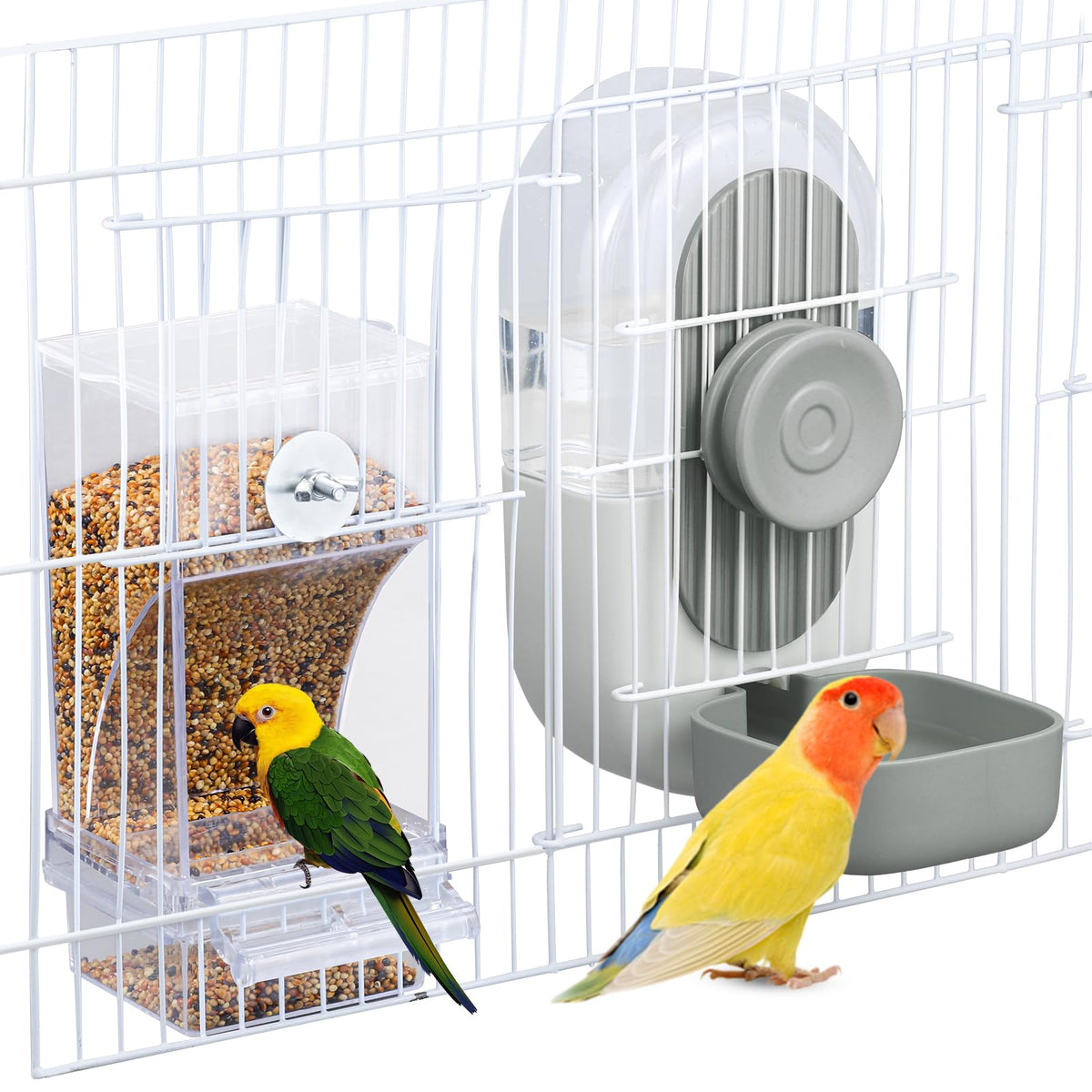 Lemtrflo no mess bird feeder water dispenser set in box for quick setup
