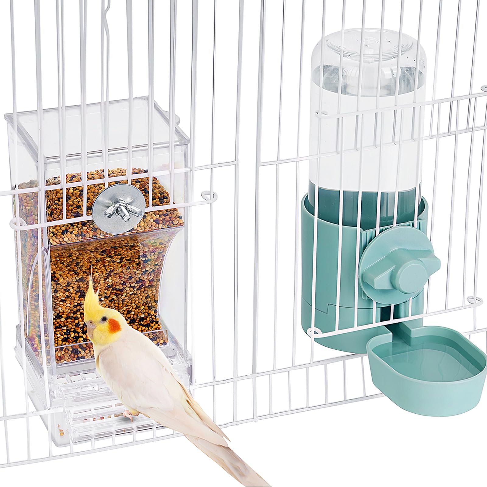 lemtrflo No Mess Bird Feeder with top-fill view for easy refills and mess-free cages.