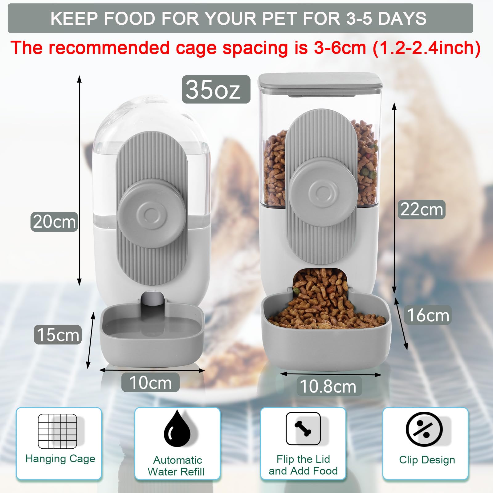 Lemtrflo rabbit water dispenser gravity design ensures steady hydration.