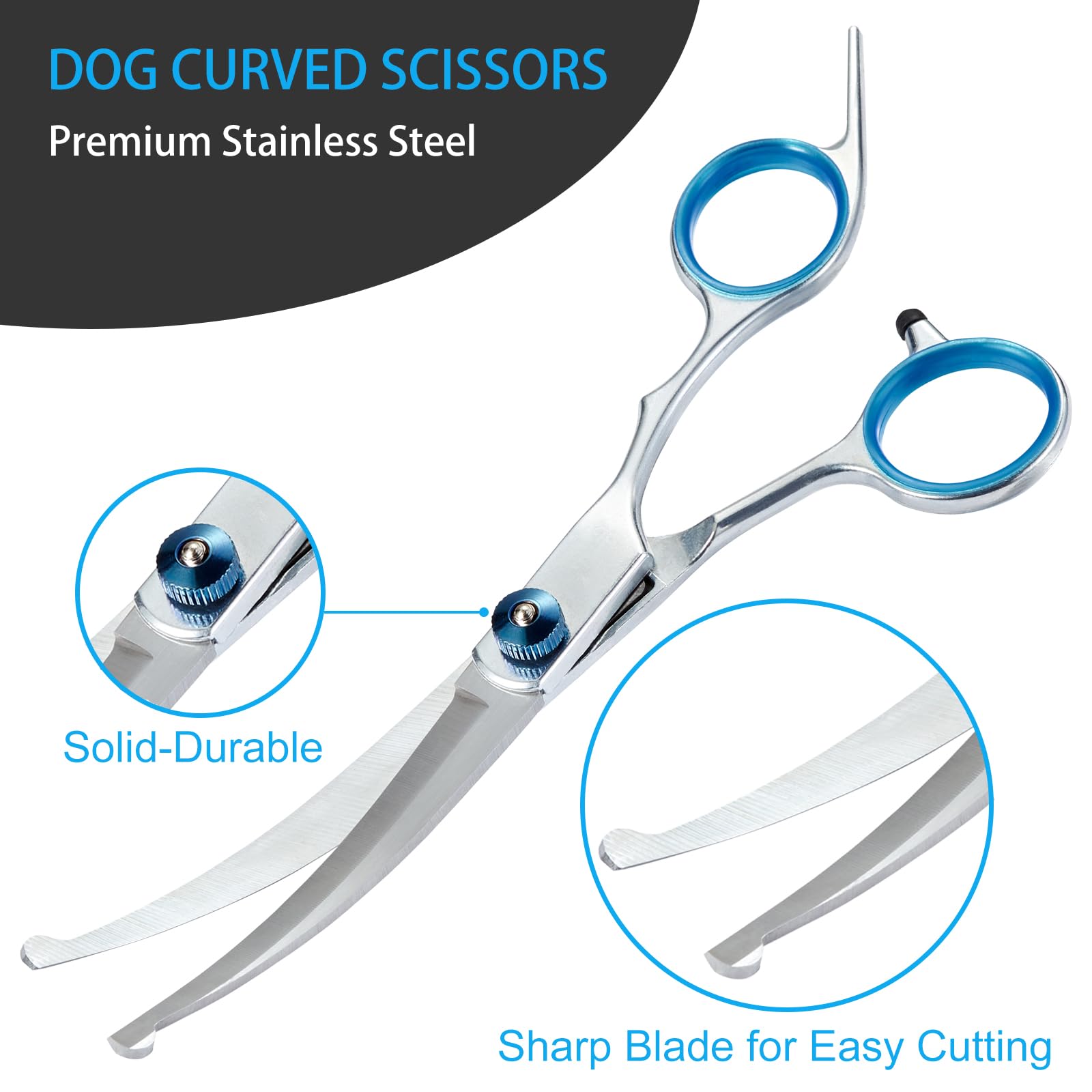 Lengnoyp curved dog grooming scissors ergonomic control during grooming