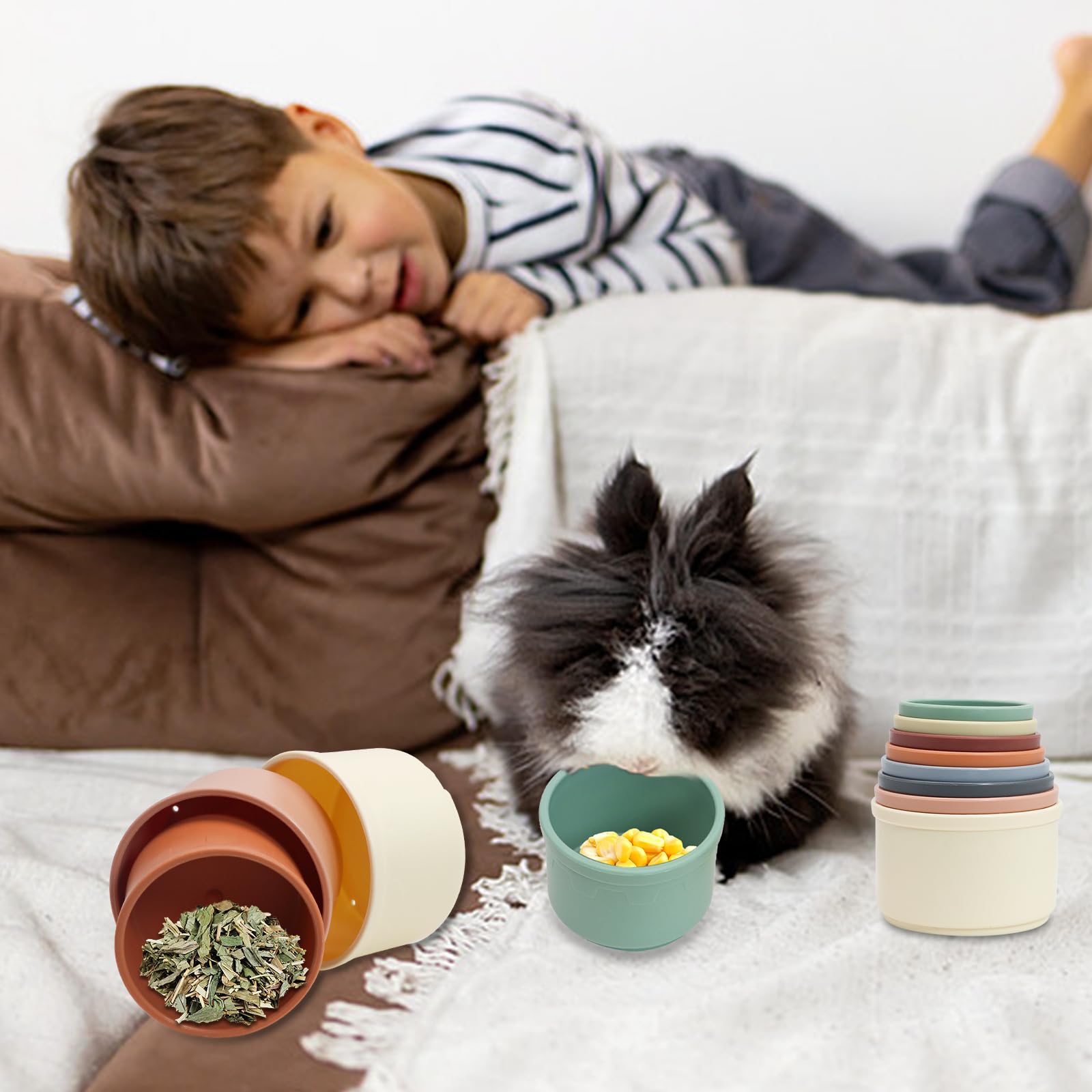 lenpestia bunny stacking cups color-matte finish reduces irritation and creates a soothing visual environment.