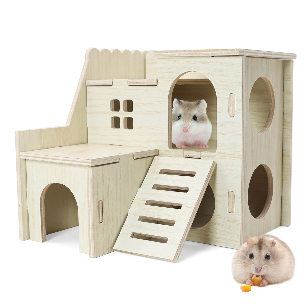 Lenpestia hamster-hideout double-layer ladder offers cozy play and hiding space for small pets.