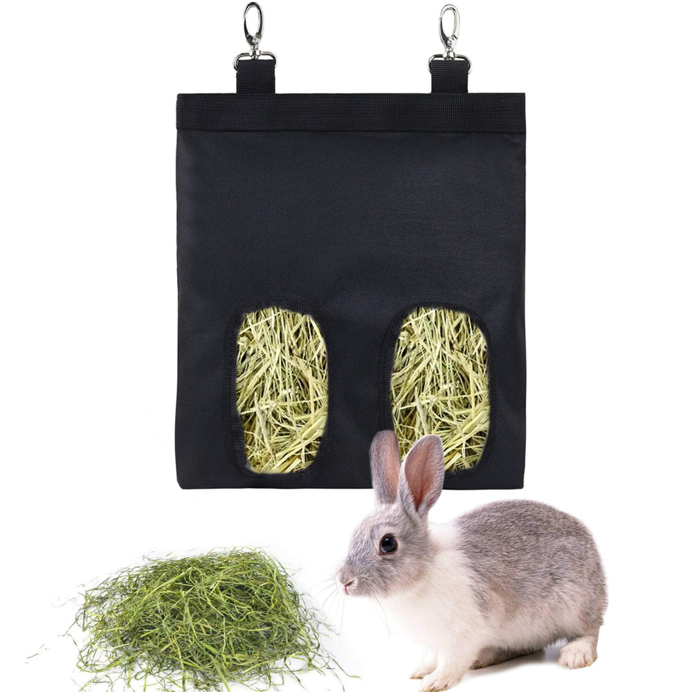 Lenpestia Rabbit Hay Feeder Bag front view with two windows for tidy feeding.