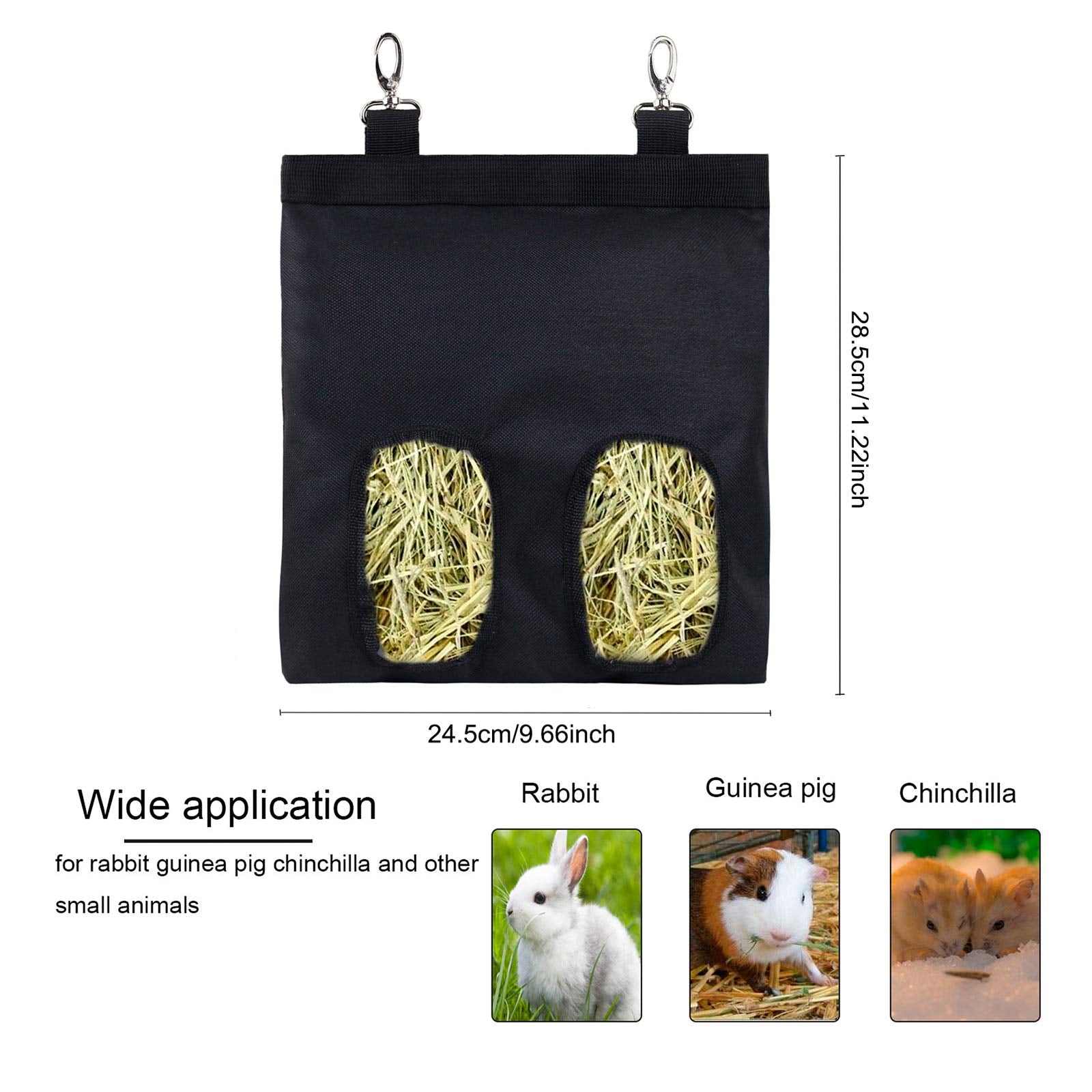 Lenpestia Rabbit Hay Feeder Bag in-cage use for easy access to hay.
