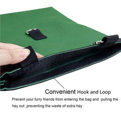 Lenpestia Rabbit Hay Feeder Bag side installation demonstrates easy hanging on a cage.