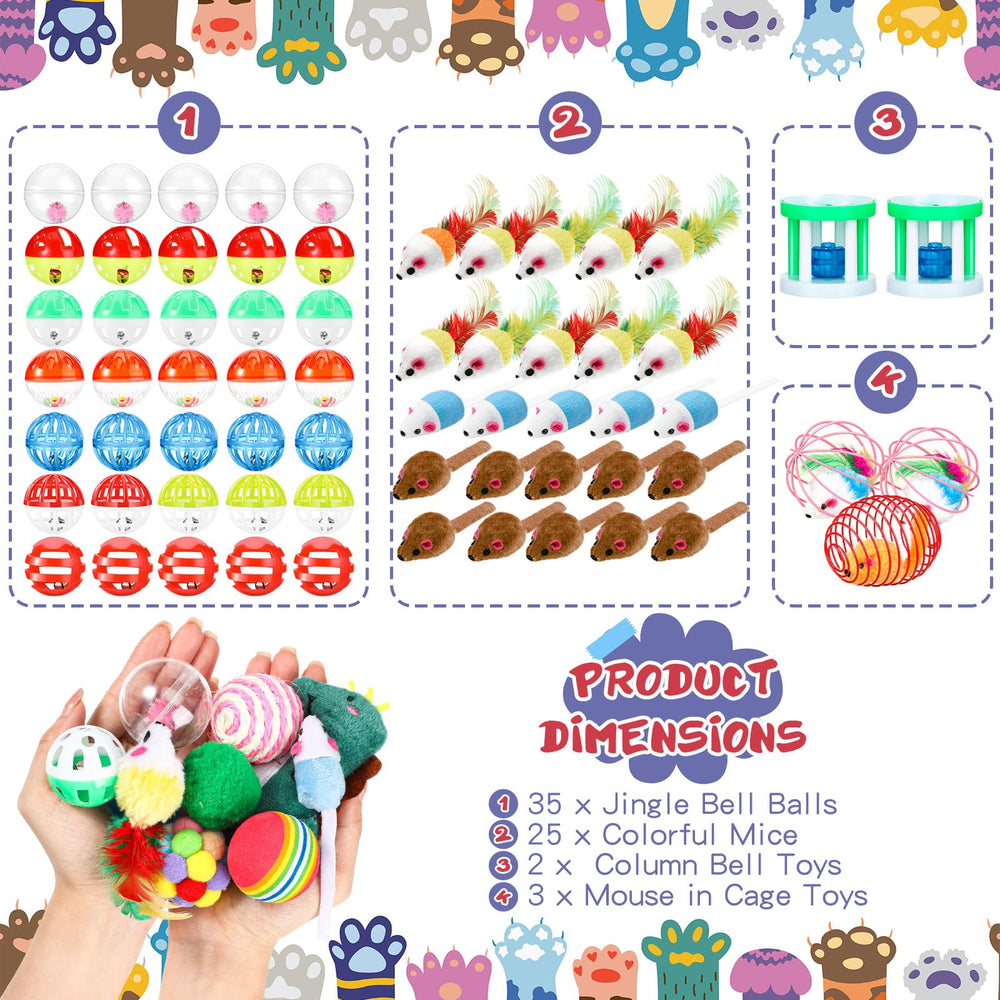 Lenwen cat toys rattles and pom-poms for curious hunting play.