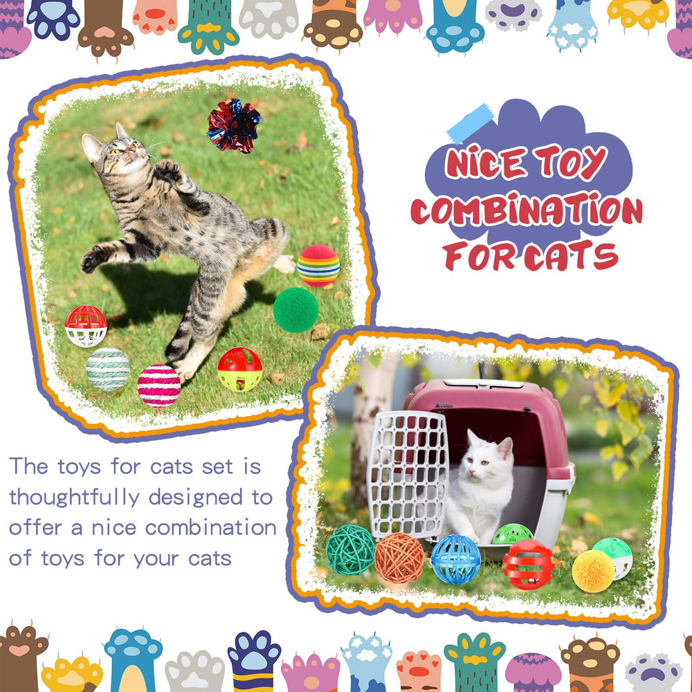 Lenwen cat toys image highlights durable plastic, yarn, rattan construction.