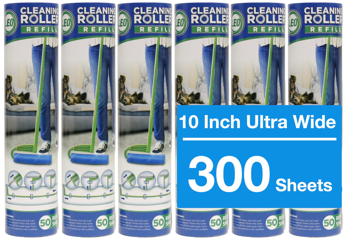 Leo large ten-inch wide lint roller refills 6-pack for heavy pet hair cleanup